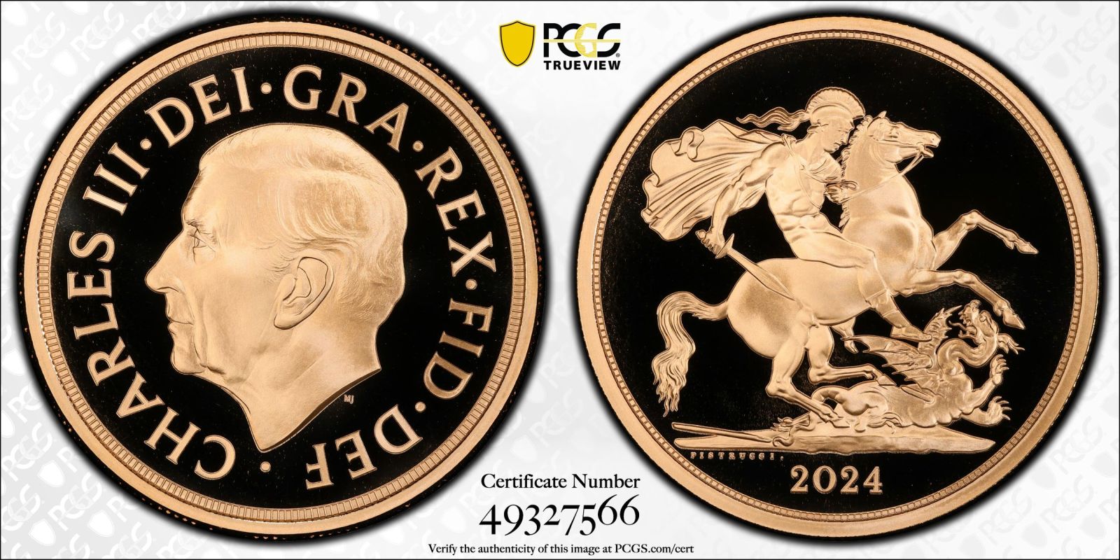 2024 Gold 5 Pounds (5 Sovereigns) Proof PCGS PR70 DCAM - Image 4 of 5