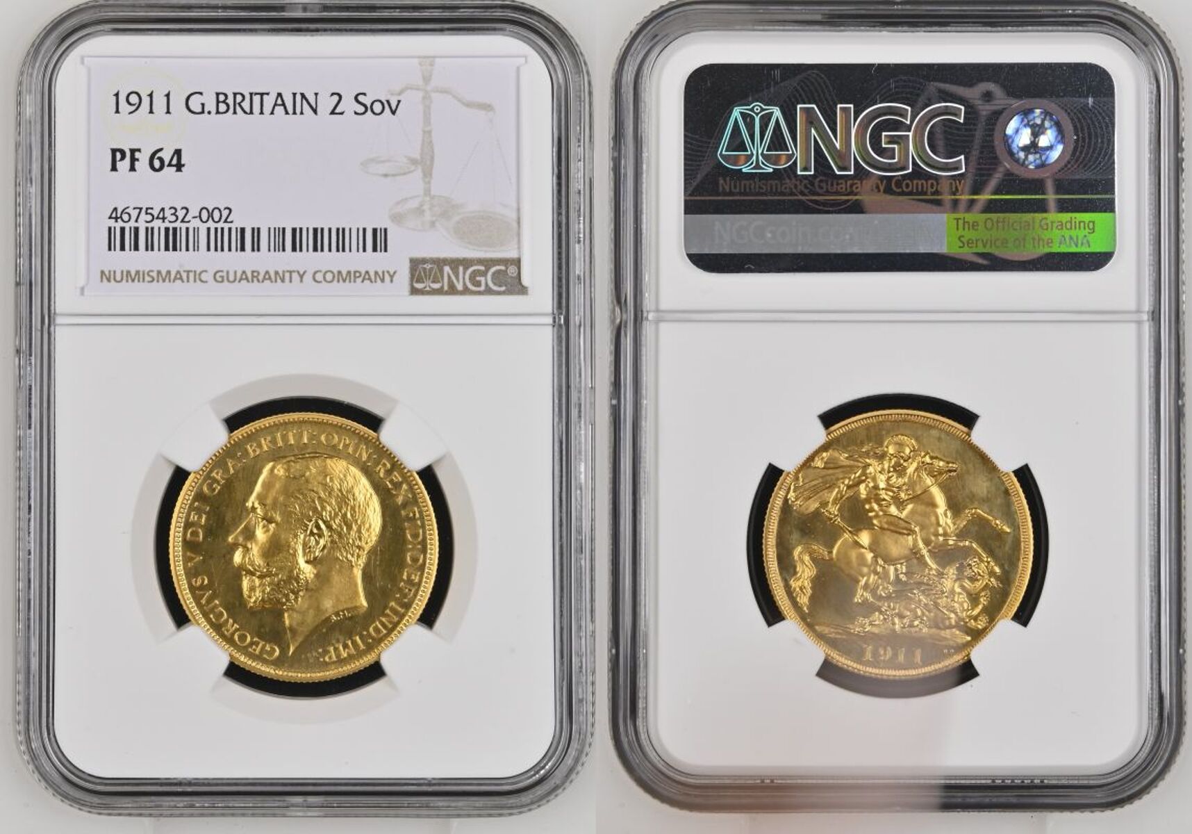 1911 Gold 2 Pounds (Double Sovereign) Proof NGC PF 64 - Image 4 of 7