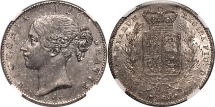 1847 Silver Crown NGC MS 62