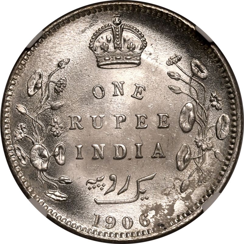 India: British Edward VII 1906 Silver 1 Rupee NGC MS 63 - Bild 3 aus 7