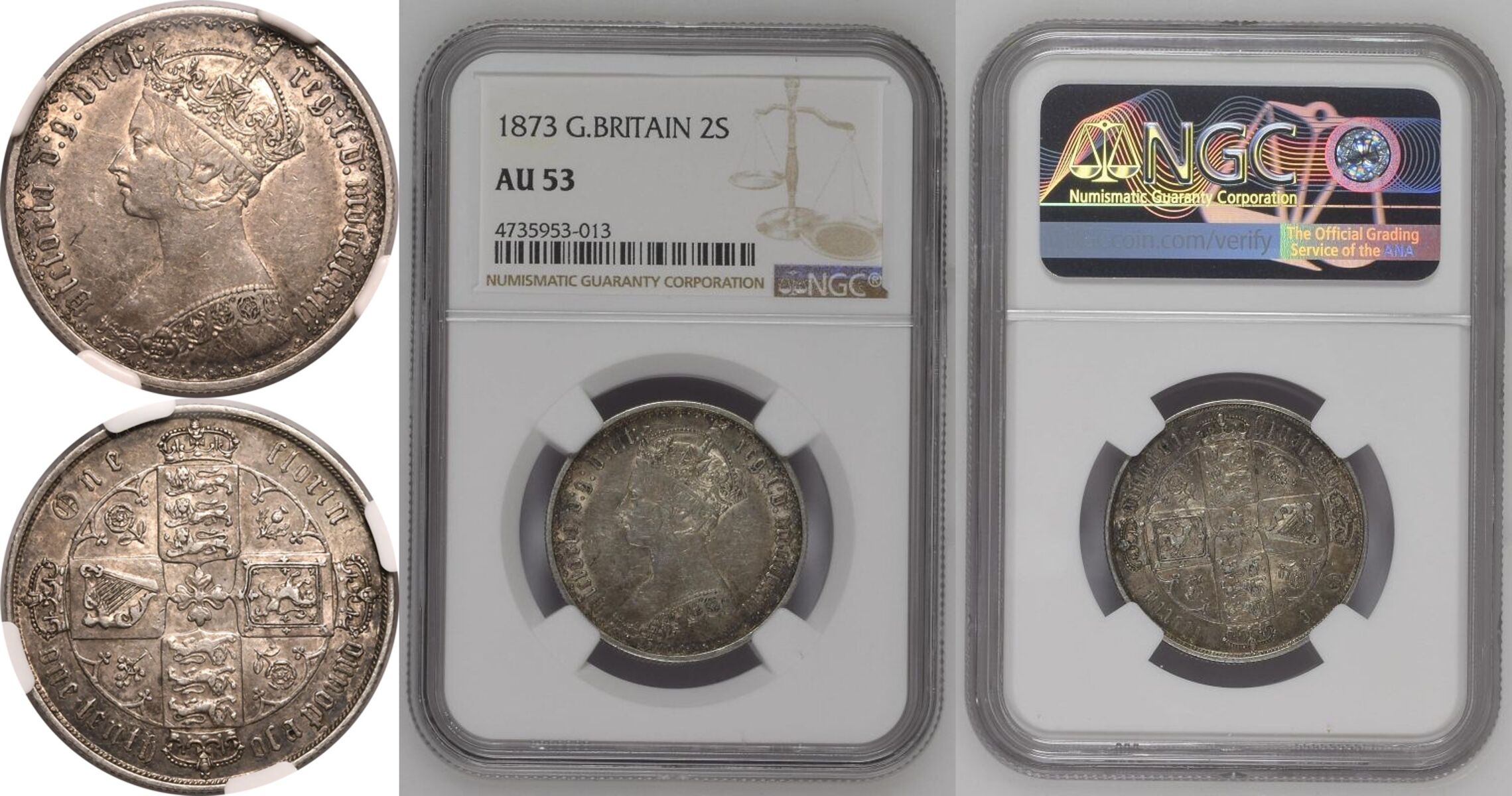 1873 Silver Florin NGC AU 53 - Image 7 of 7