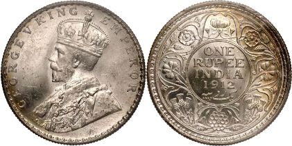 India: British George V 1912 • Silver 1 Rupee PCGS MS64