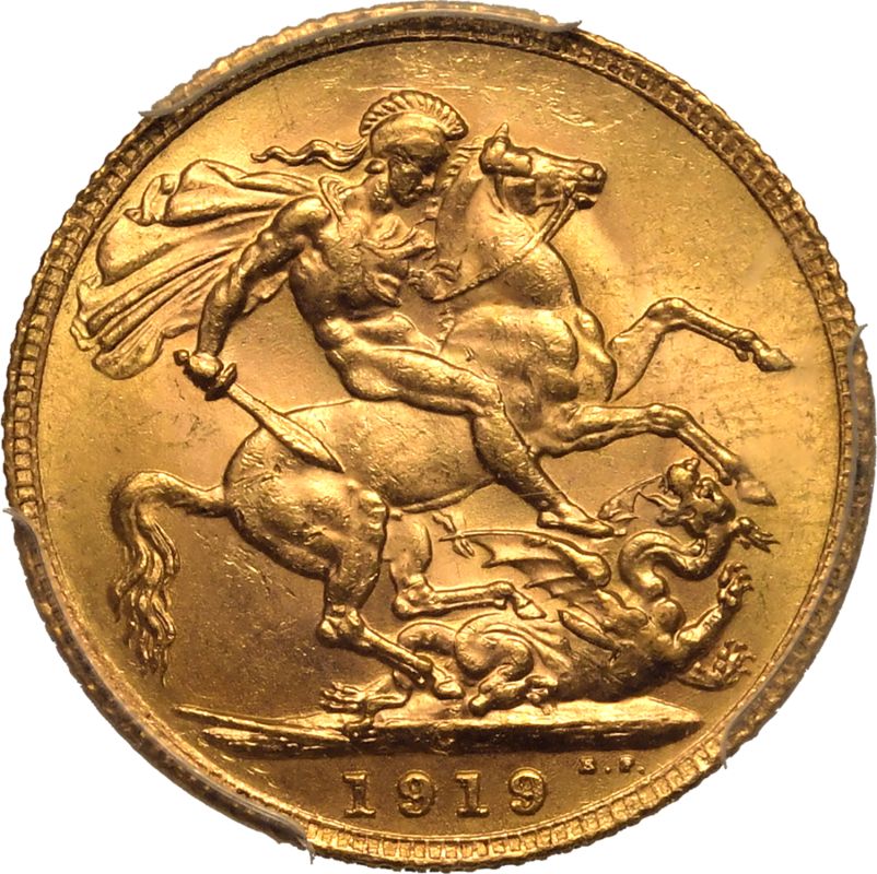 1919 C Gold Sovereign PCGS MS64 - Bild 3 aus 5