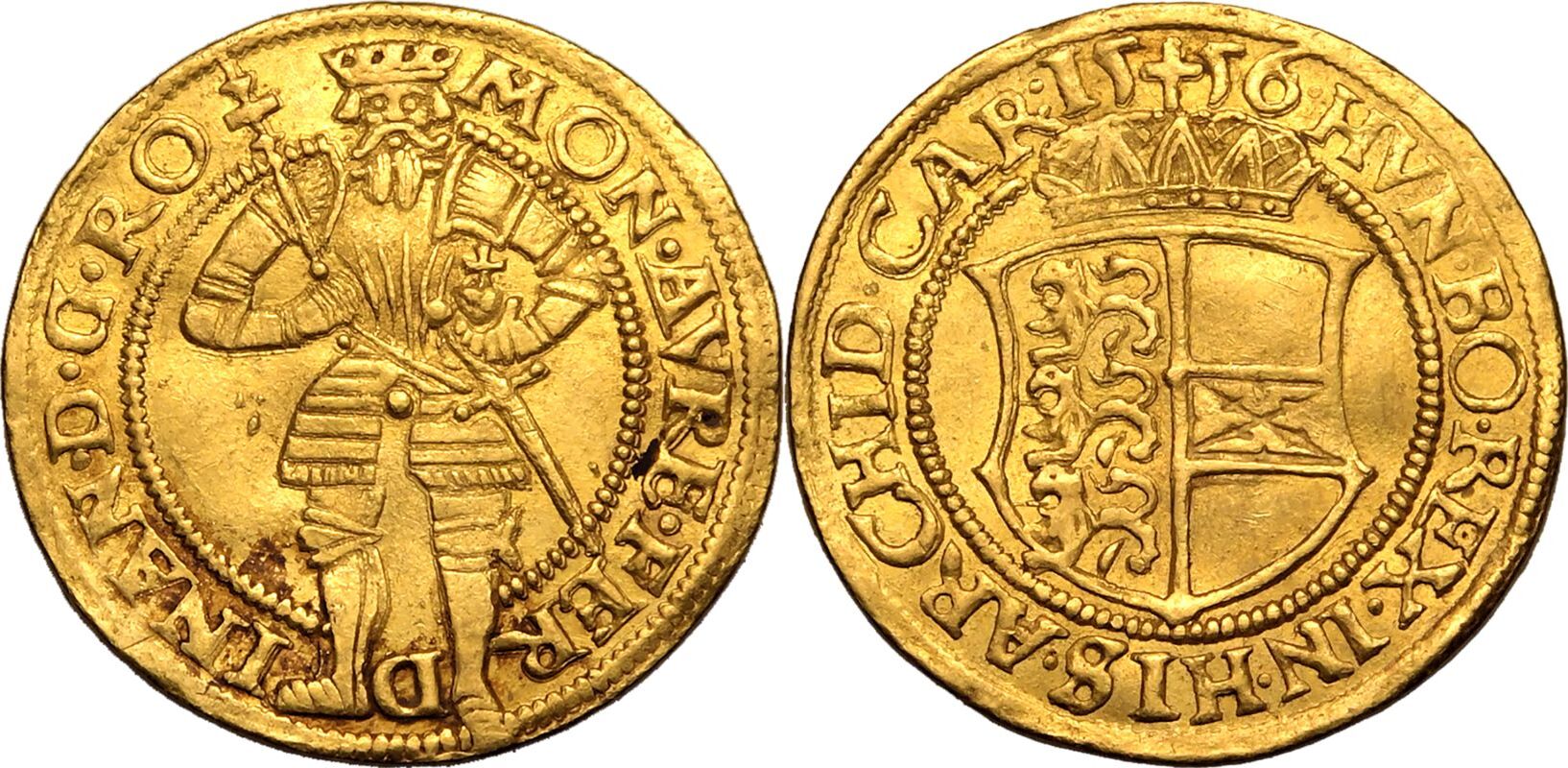 Holy Roman Empire: Austria Ferdinand I (Archduke) 1556 Gold 1 Ducat Good Very Fine