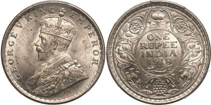 India: British George V 1918 • Silver 1 Rupee PCGS MS63