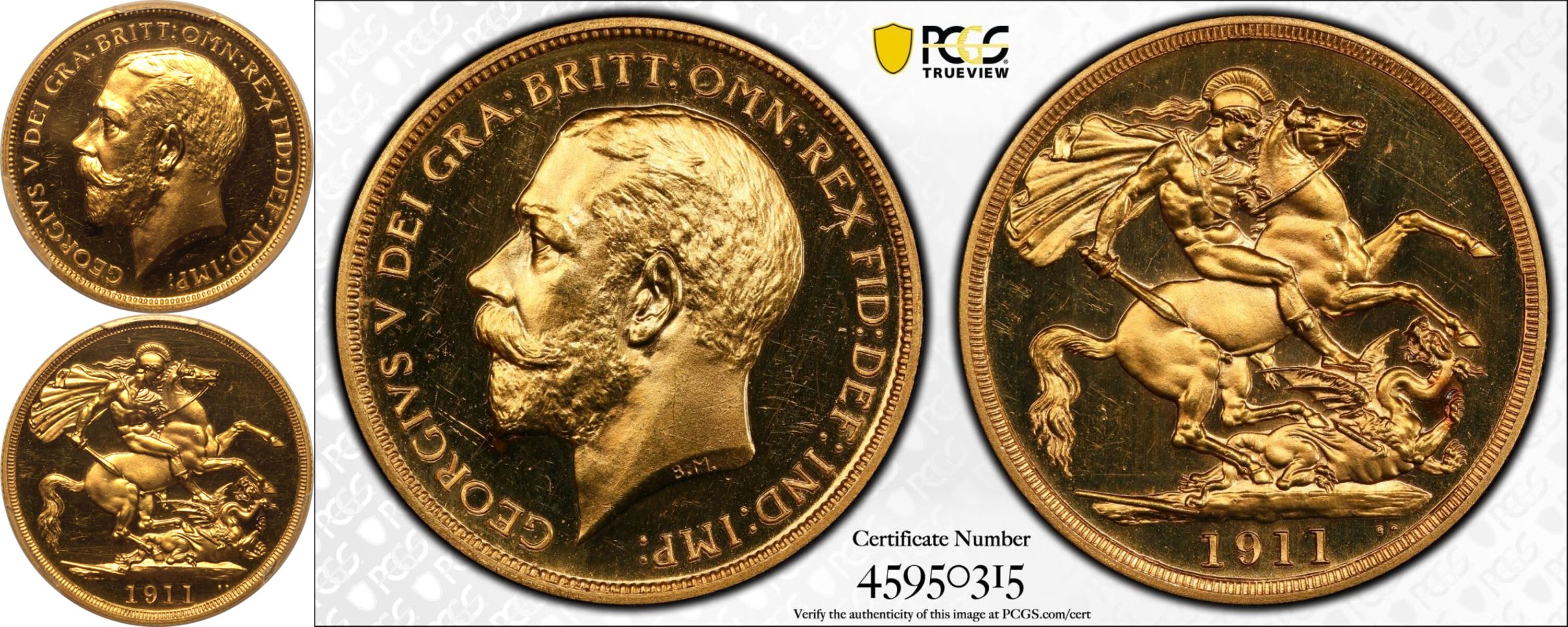 1911 Gold 2 Pounds (Double Sovereign) Proof PCGS PR63 DCAM - Image 5 of 5
