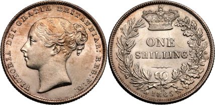 1865 Silver Shilling Extremely fine
