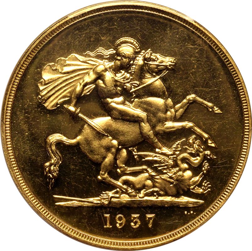 1937 Gold 5 Pounds (5 Sovereigns) Proof PCGS PR64 CAM - Bild 3 aus 5