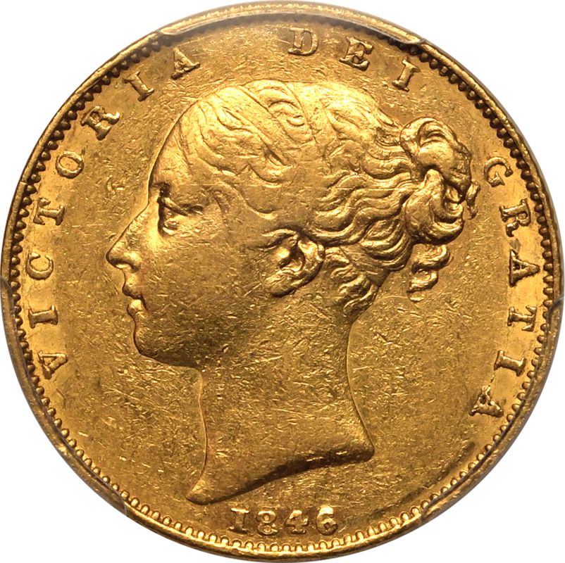 1846 Gold Sovereign Roman I PCGS AU50 - Image 2 of 5