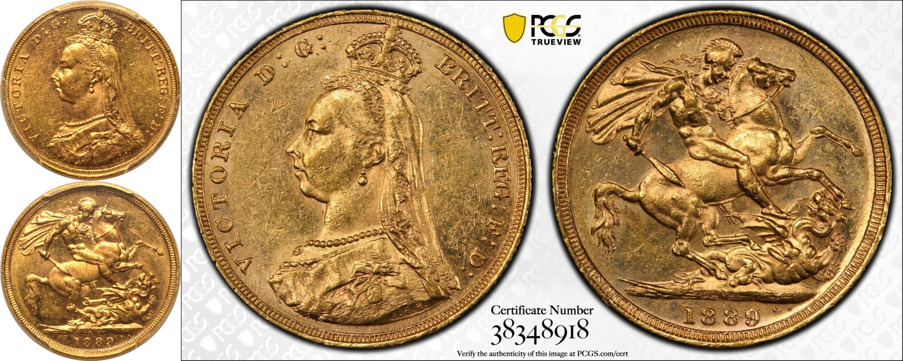 1889 M Gold Sovereign First Legend Bentley Collection PCGS MS61 - Image 5 of 5