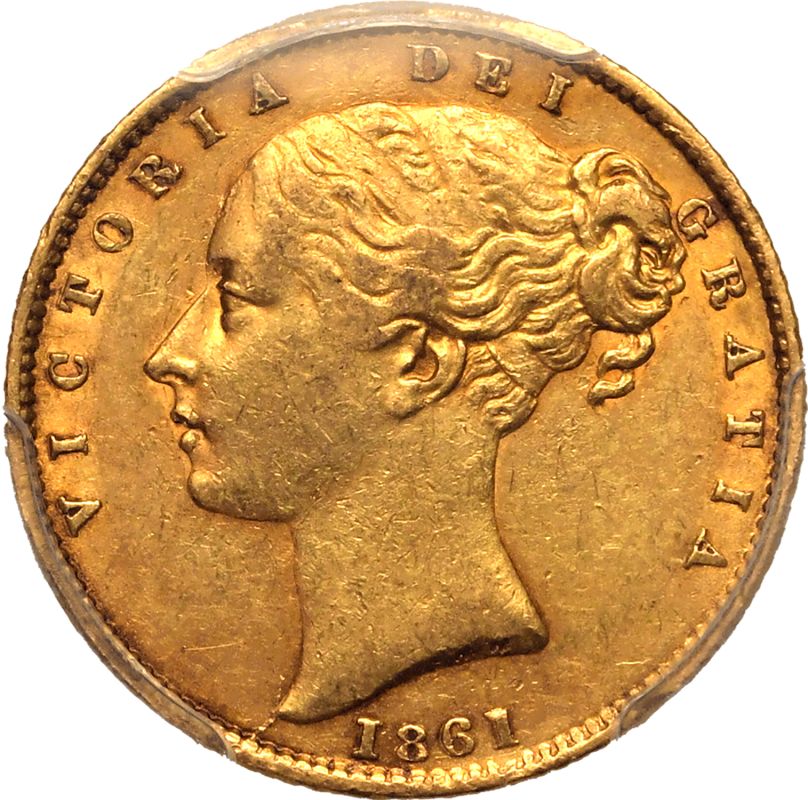 1861 Gold Sovereign Roman I PCGS AU53 - Bild 2 aus 5