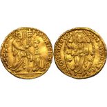 Knights of Rhodes (Knights Hospitallers): Fabrizio del Carretto 1513-1521 AV Ducat Extremely Fine; c