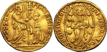 Knights of Rhodes (Knights Hospitallers): Fabrizio del Carretto 1513-1521 AV Ducat Extremely Fine; c