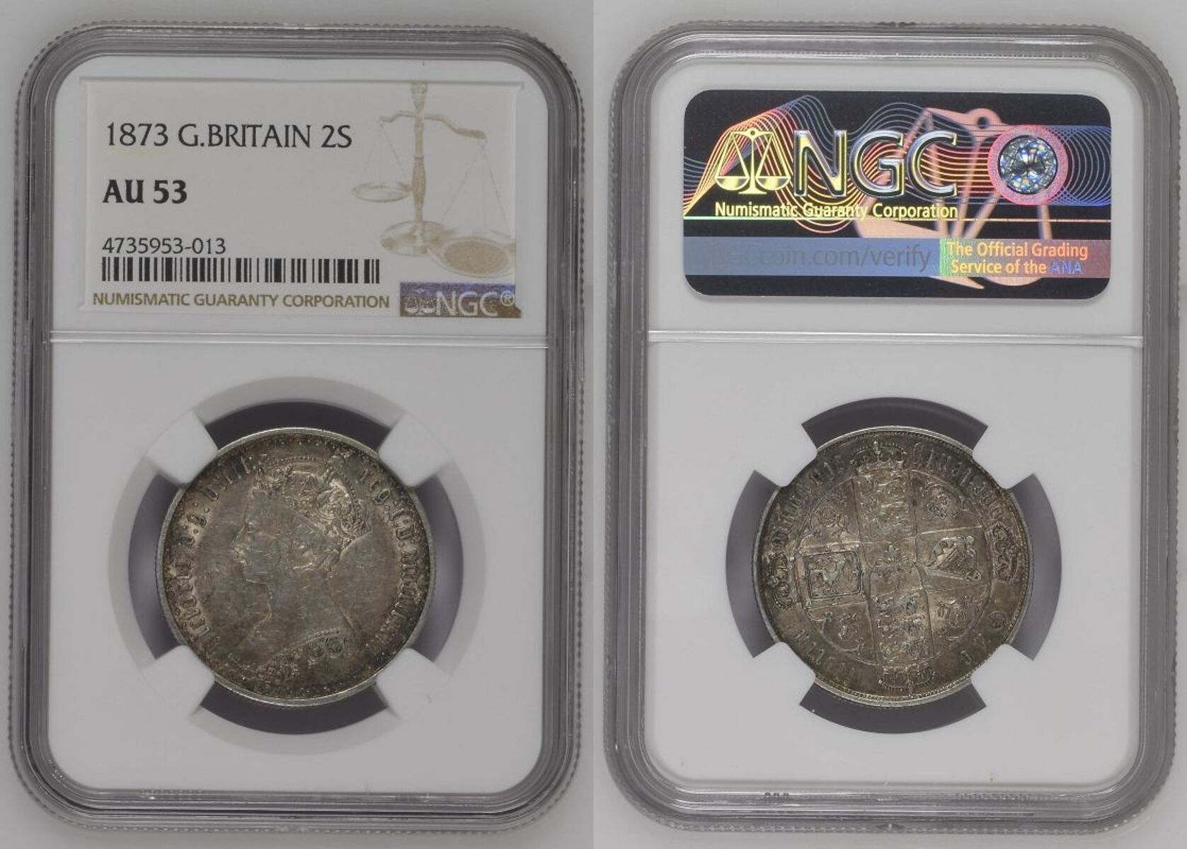 1873 Silver Florin NGC AU 53 - Image 4 of 7