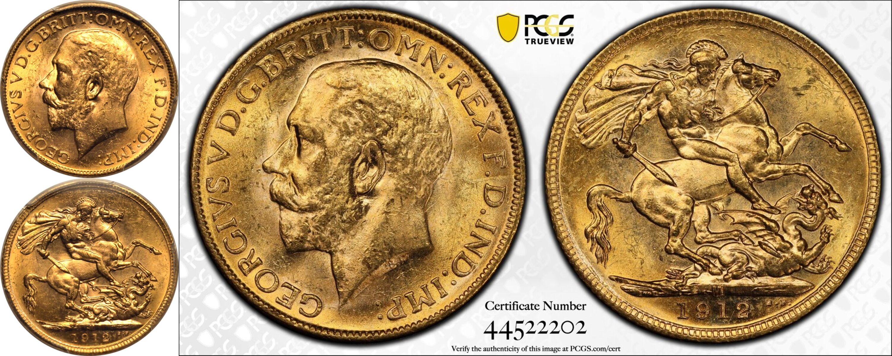 1912 M Gold Sovereign PCGS MS64 - Bild 5 aus 5