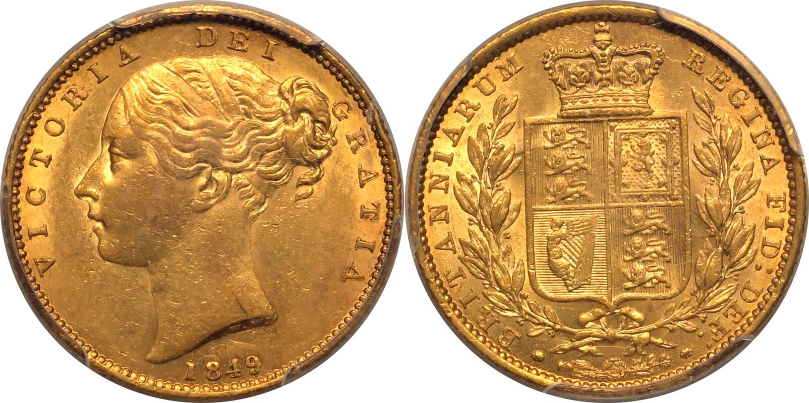 1849 Gold Sovereign PCGS AU58