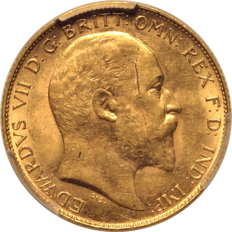 1909 M Gold Half-Sovereign PCGS MS62 - Image 2 of 5