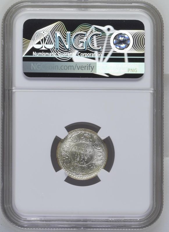 India: British George V 1936 Silver 1/4 Rupee NGC MS 64 - Bild 6 aus 7