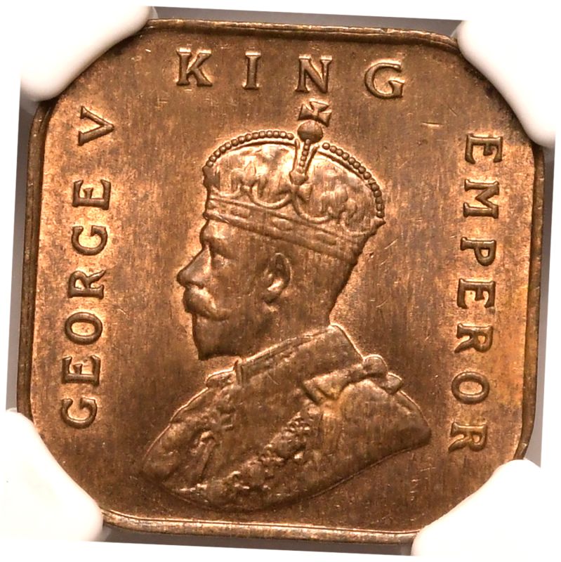 Straits Settlements George V 1932 Bronze 1/2 Cent NGC MS 65 BN - Bild 2 aus 7