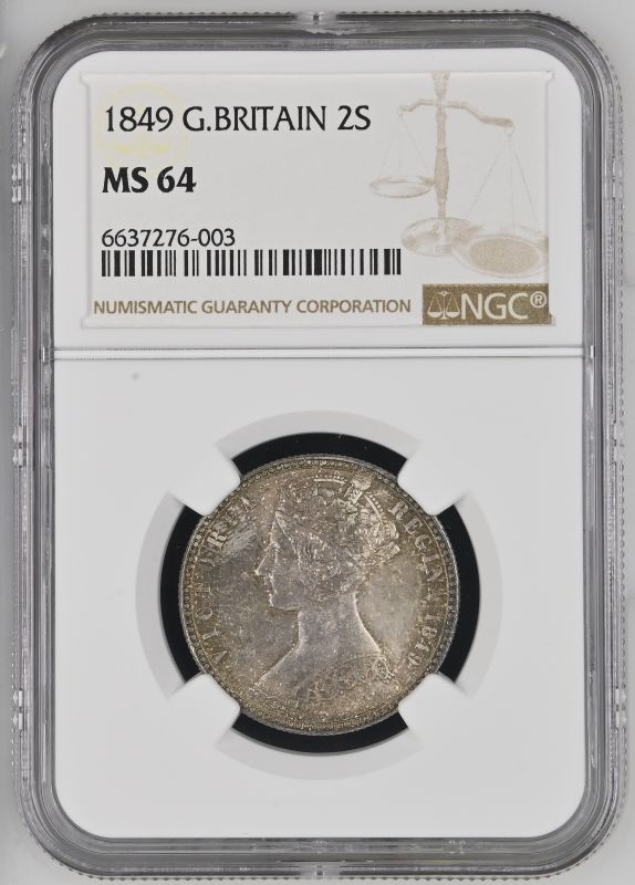 1849 Silver Florin Godless NGC MS 64 - Image 5 of 7