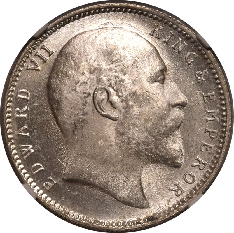 India: British Edward VII 1906 Silver 1 Rupee NGC MS 64 - Bild 2 aus 7