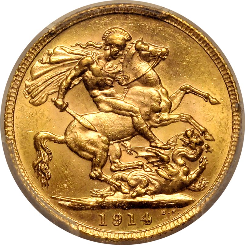 1914 C Gold Sovereign PCGS MS63 - Image 3 of 3