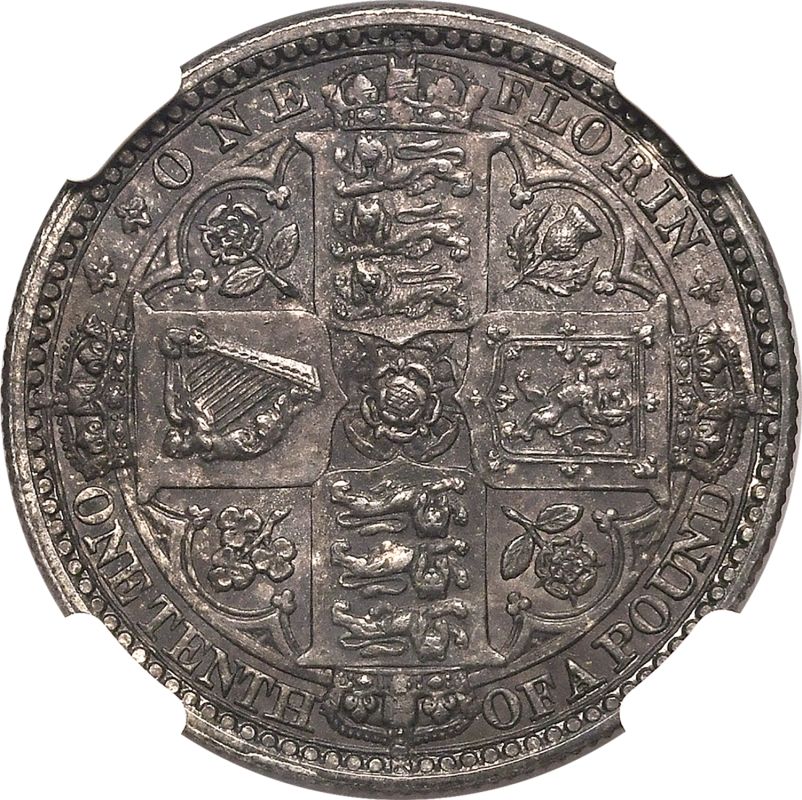 1849 Silver Florin Godless NGC MS 64 - Image 3 of 7