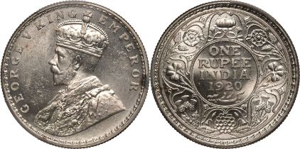 India: British George V 1920 Silver 1 Rupee PCGS MS64