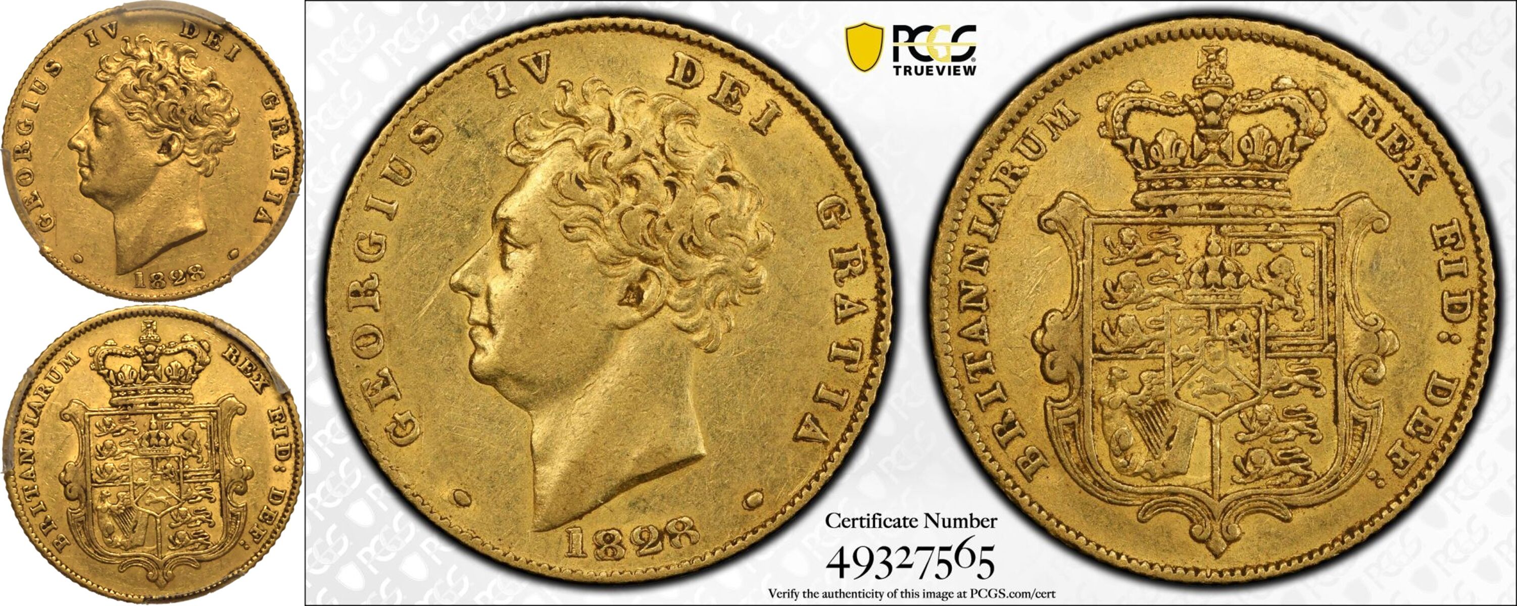 1828 Gold Half-Sovereign PCGS AU50 - Image 5 of 5