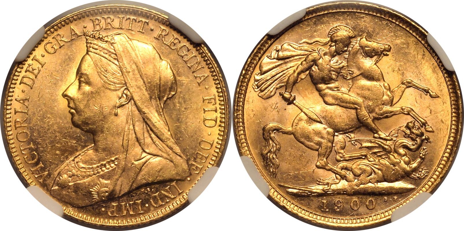 1900 M Gold Sovereign Equal-finest NGC MS 63