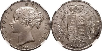 1844 Silver Crown Edge lettering with star stops NGC AU Details