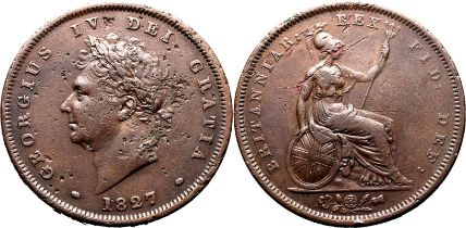 1827 Copper Penny Second Issue