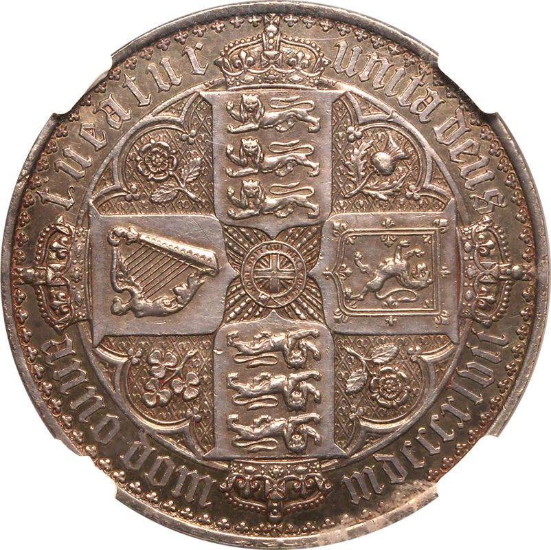 1847 Silver Crown Gothic Proof ("undecimo" on edge) NGC PROOF AU Details - Bild 3 aus 7