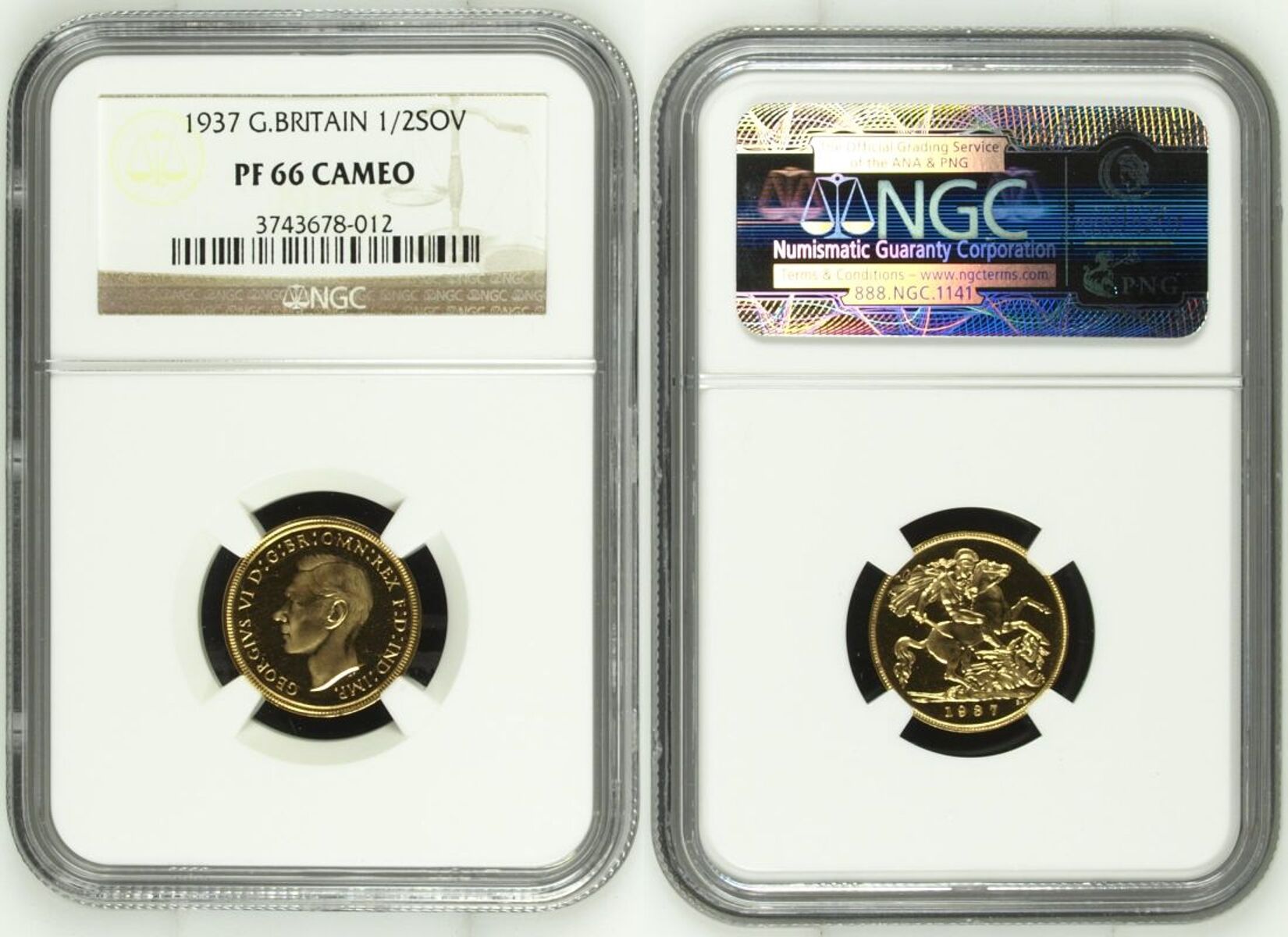 1937 Gold Half-Sovereign Proof NGC PF 66 CAMEO - Image 4 of 7