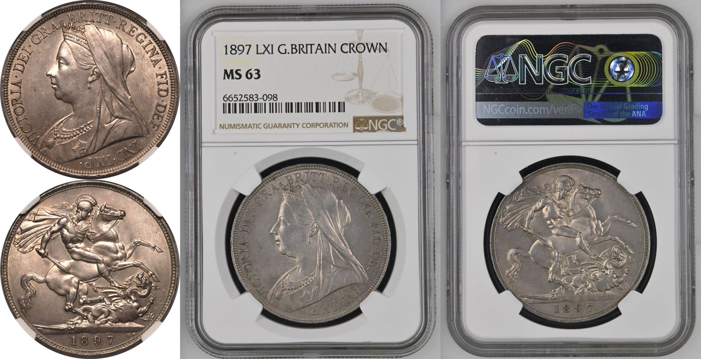 1897 Silver Crown LXI NGC MS 63 - Image 7 of 7