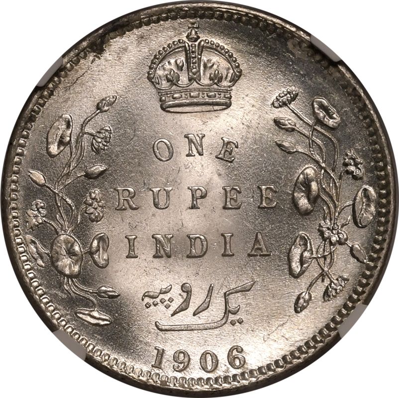 India: British Edward VII 1906 Silver 1 Rupee NGC MS 64 - Bild 3 aus 7