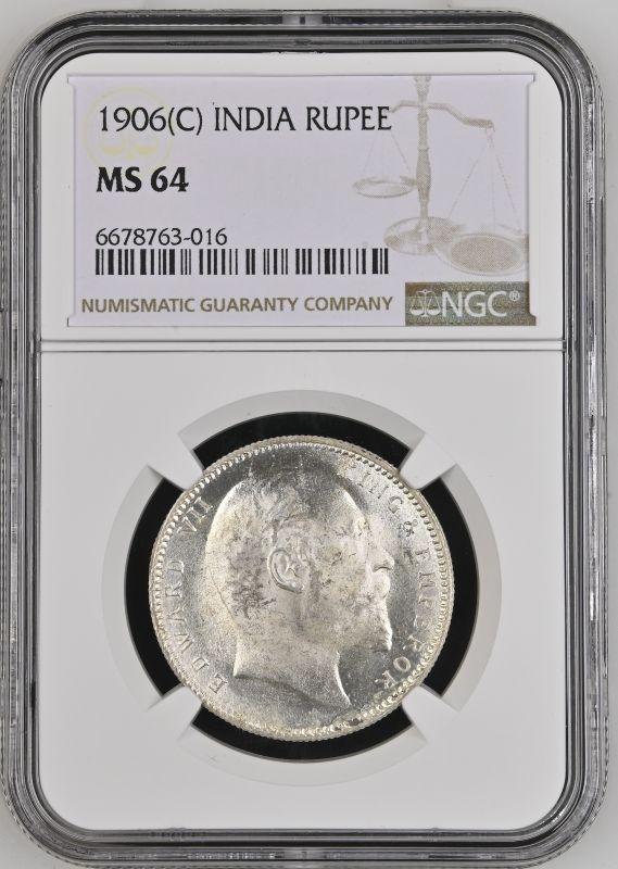 India: British Edward VII 1906 Silver 1 Rupee NGC MS 64 - Bild 5 aus 7