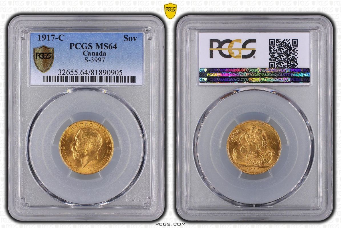 1917 C Gold Sovereign PCGS MS64 - Image 4 of 5