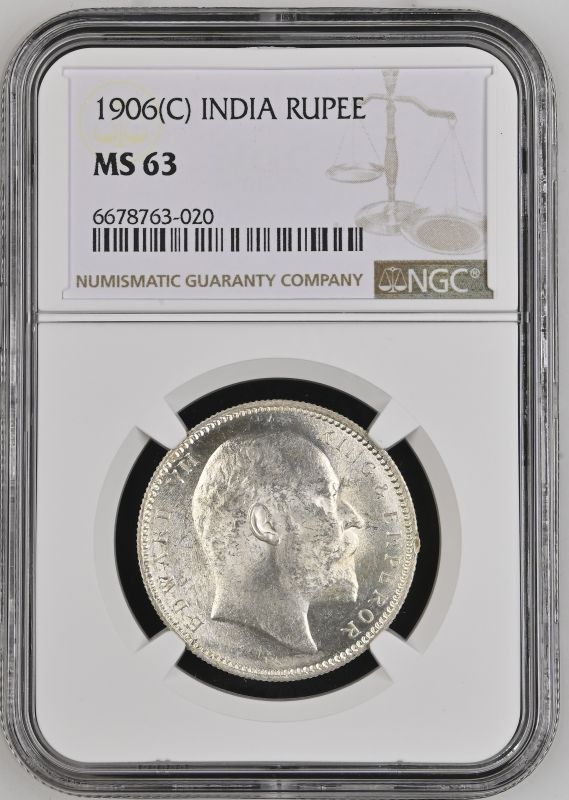 India: British Edward VII 1906 Silver 1 Rupee NGC MS 63 - Bild 5 aus 7