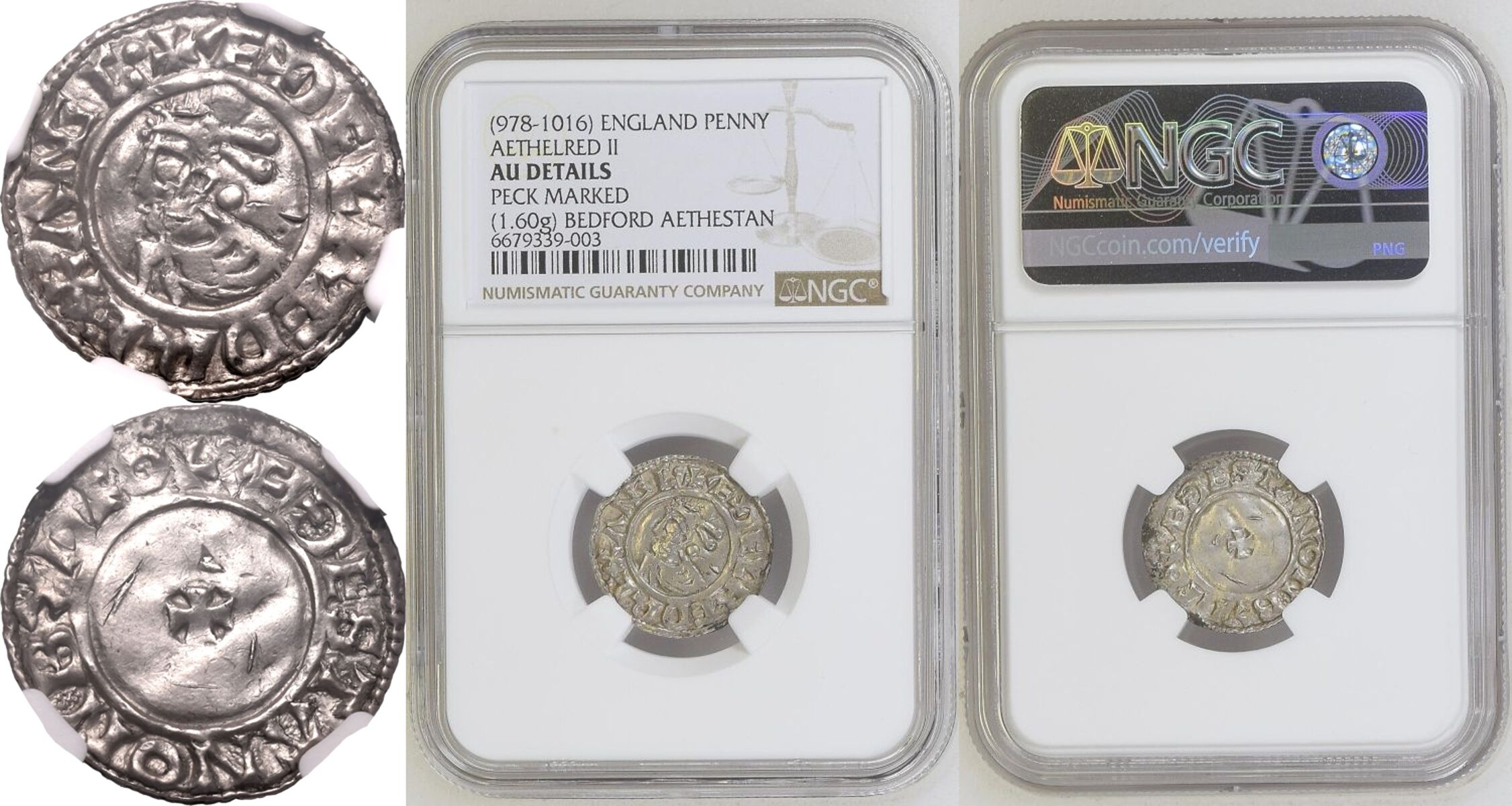 1009-1016 Silver Penny Last Small Cross Type NGC AU Details - Bild 7 aus 7