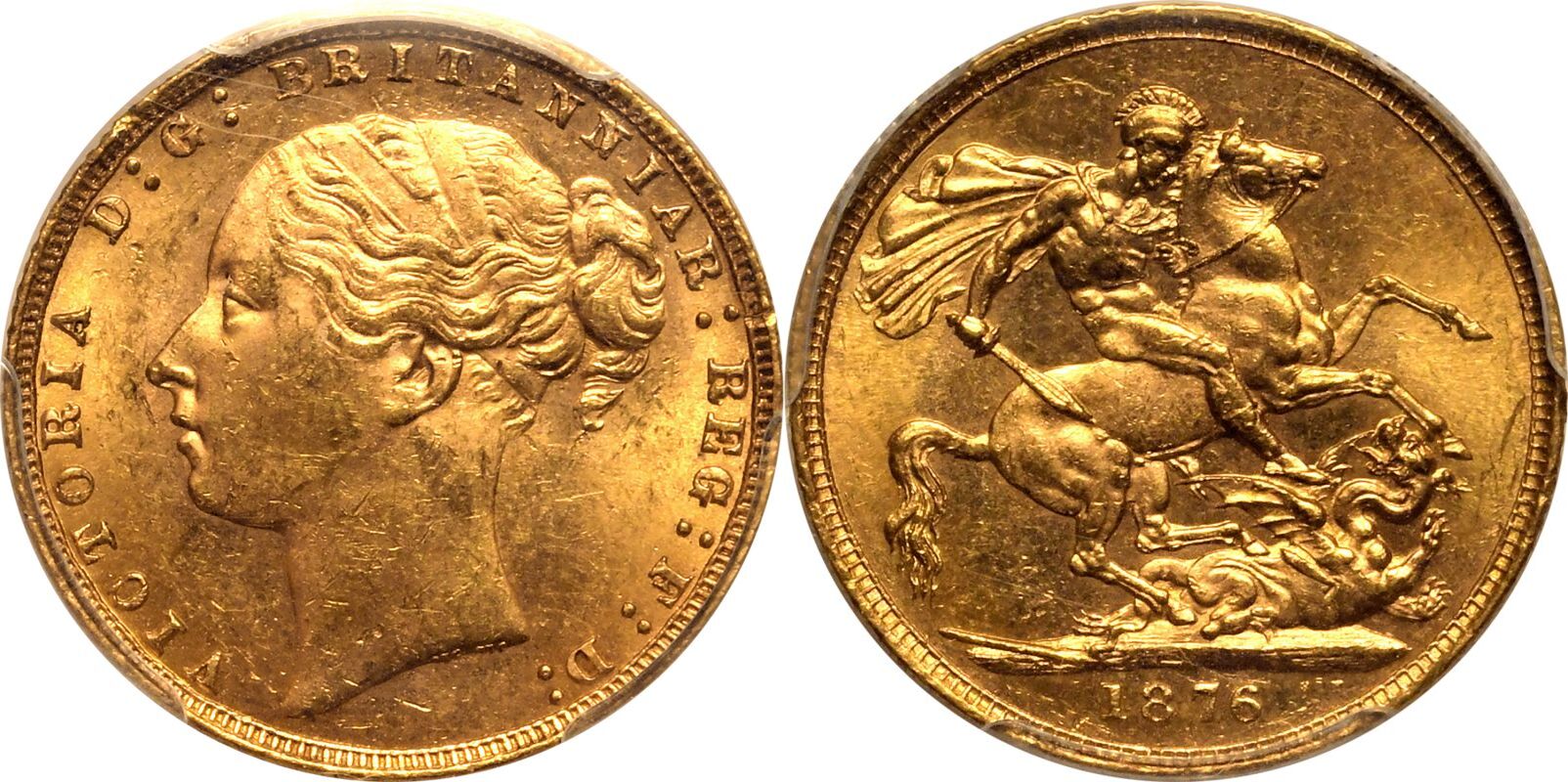 1876 Gold Sovereign PCGS MS62+