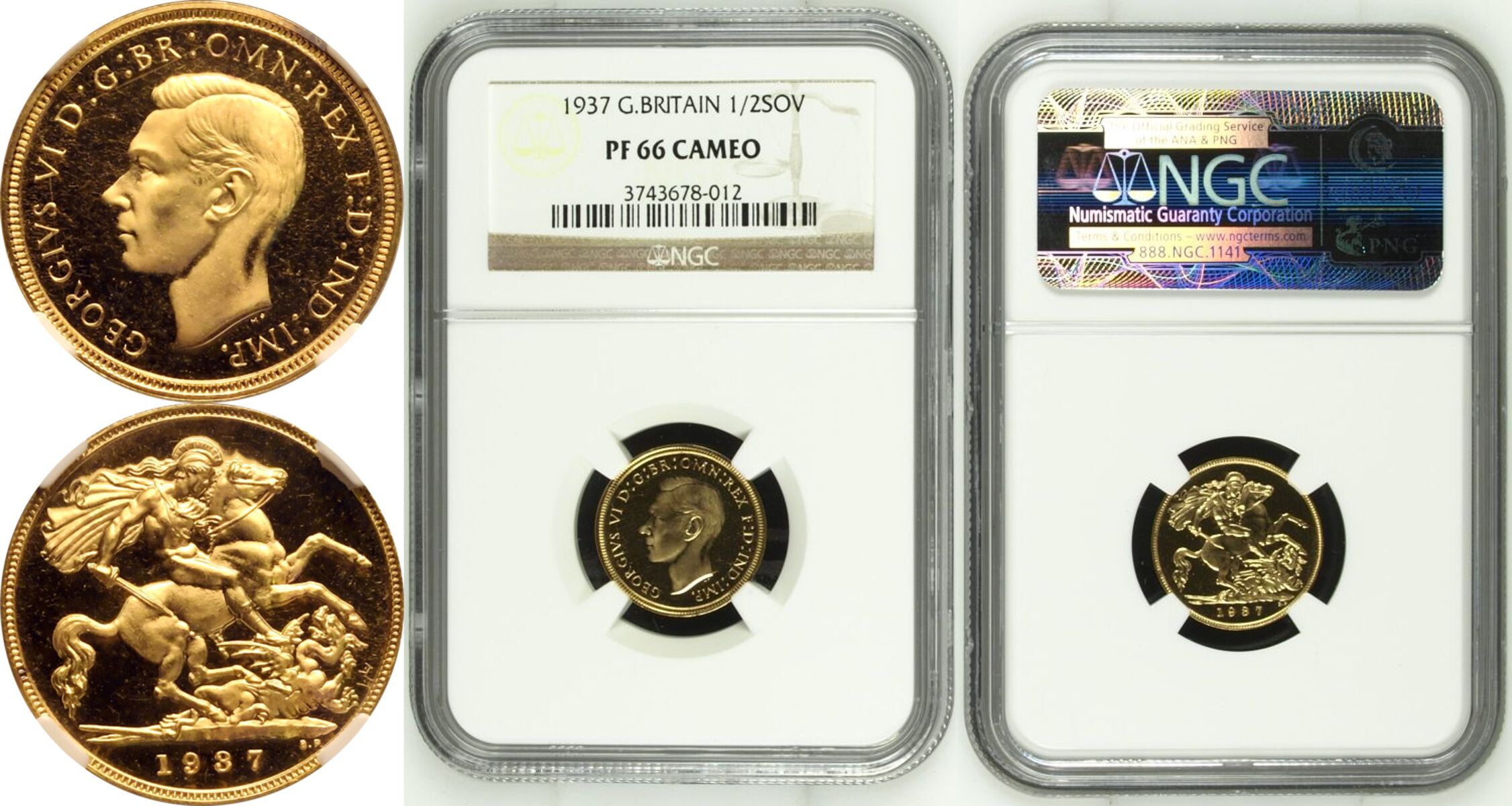 1937 Gold Half-Sovereign Proof NGC PF 66 CAMEO - Image 7 of 7