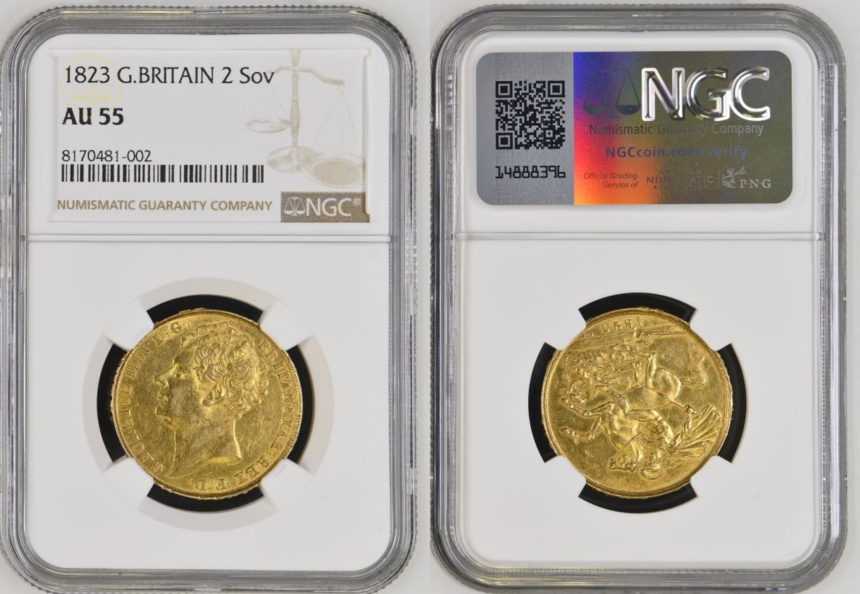 1823 Gold 2 Pounds (Double Sovereign) NGC AU 55 - Image 4 of 7