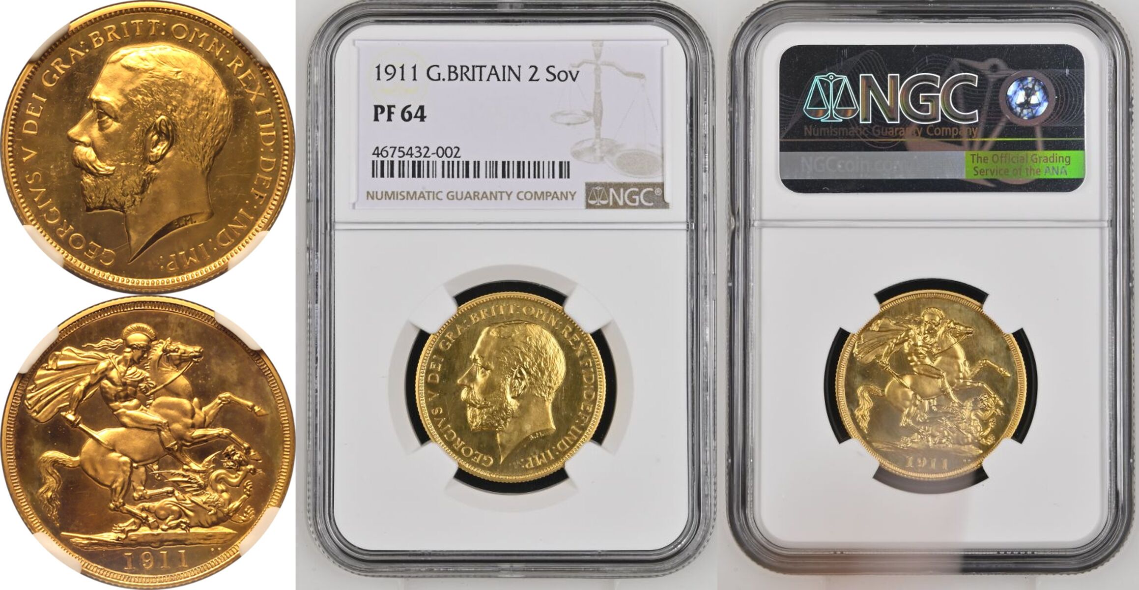 1911 Gold 2 Pounds (Double Sovereign) Proof NGC PF 64 - Image 7 of 7