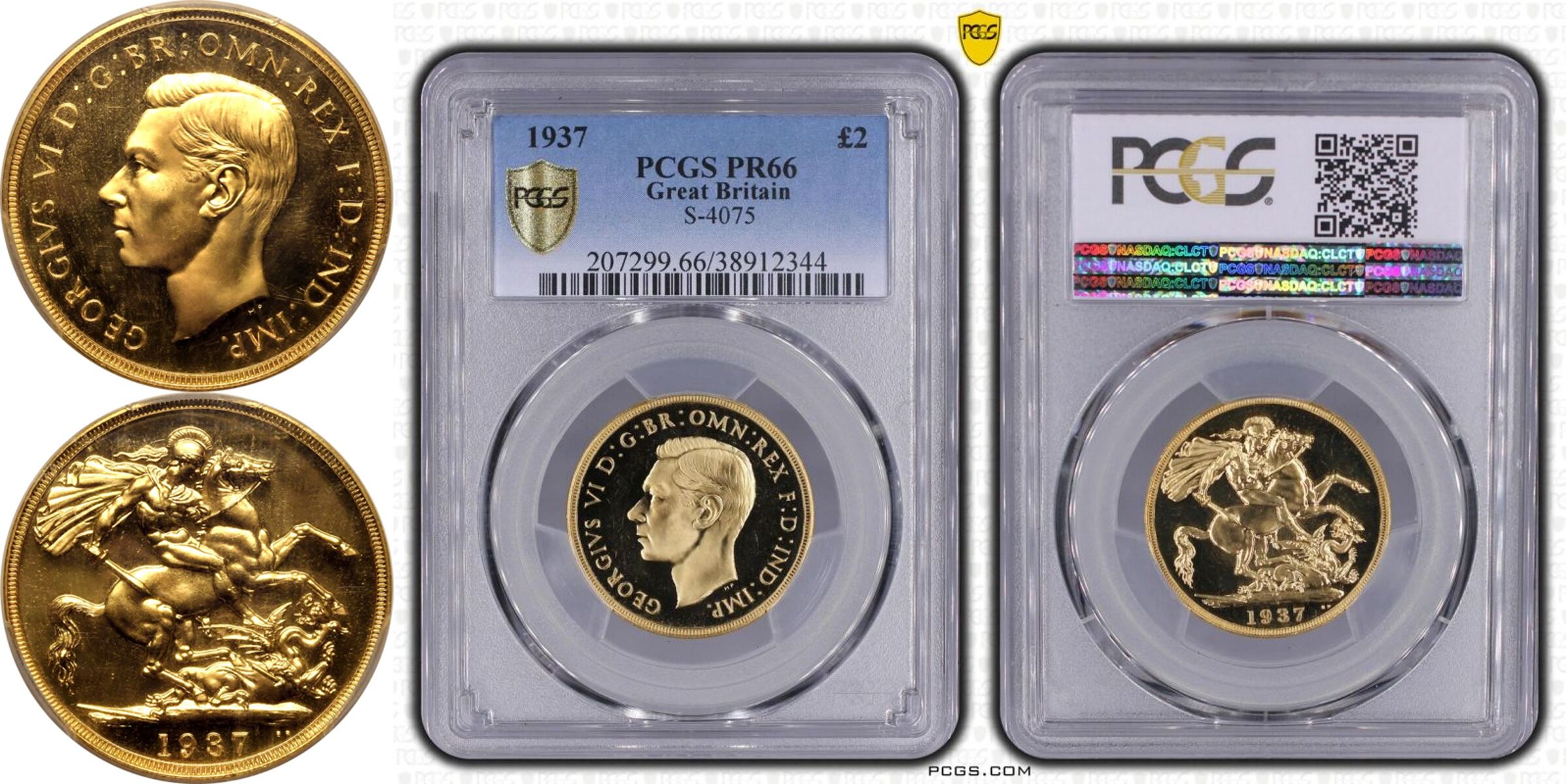 1937 Gold 2 Pounds (Double Sovereign) Proof PCGS PR66 - Image 5 of 5