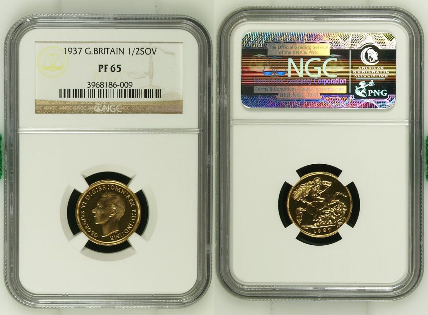 1937 Gold Half-Sovereign Proof NGC PF 65 - Image 4 of 7