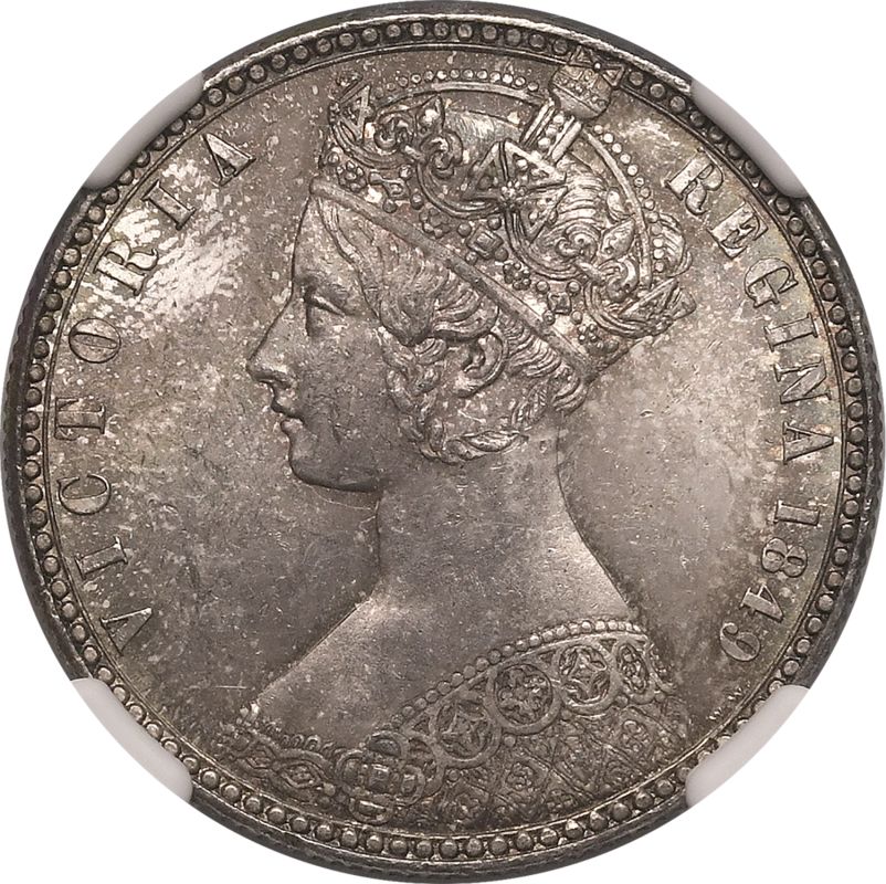 1849 Silver Florin Godless NGC MS 64 - Image 2 of 7