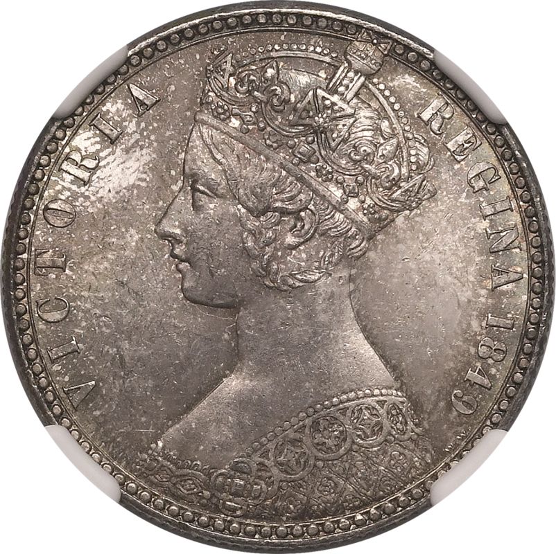 1849 Silver Florin Godless NGC MS 64 - Bild 2 aus 7