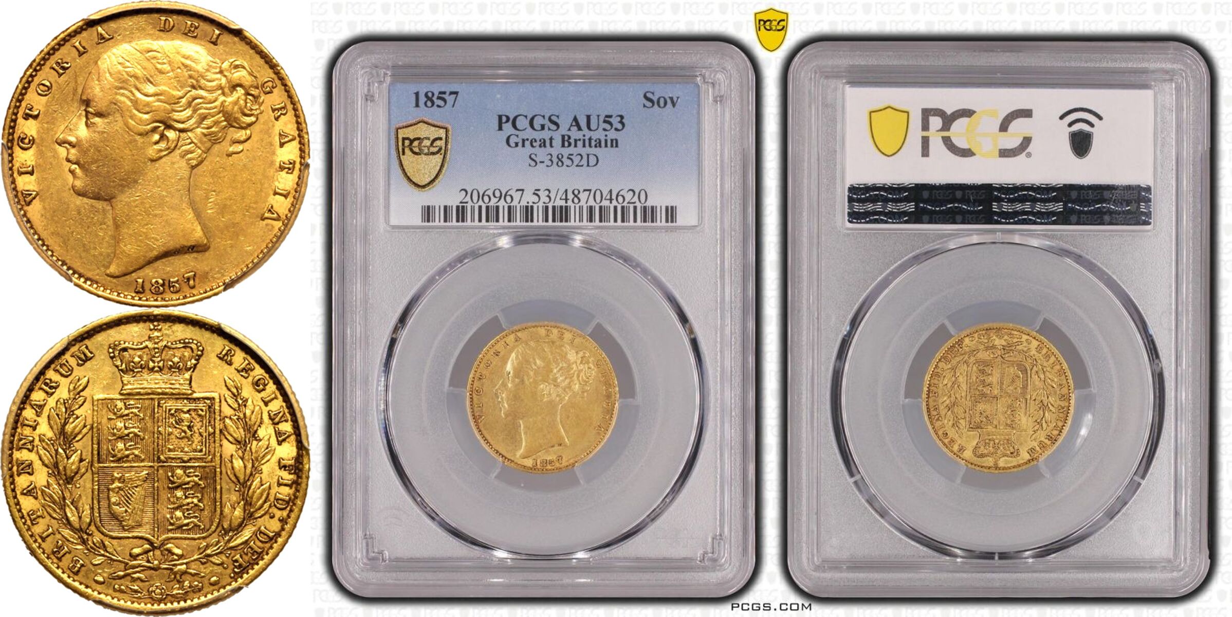 1857 Gold Sovereign PCGS AU53 - Bild 5 aus 5