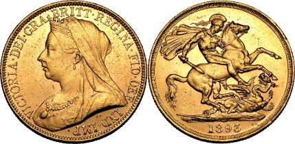 1893 Gold 2 Pounds (Double Sovereign) About extremely fine